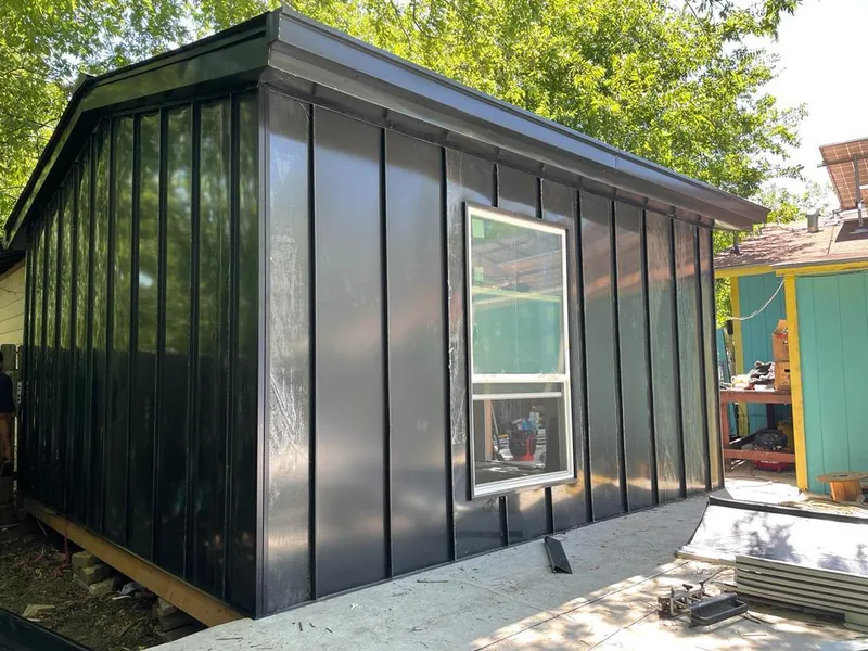 Black standing seam metal wall panels for Metal Roof Installation in Lufkin